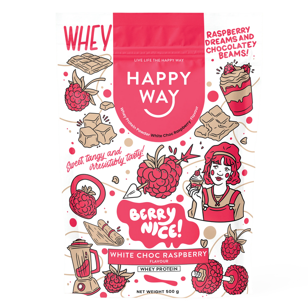 Happy Way White Chocoloate Raspberry Whey Protein Powder